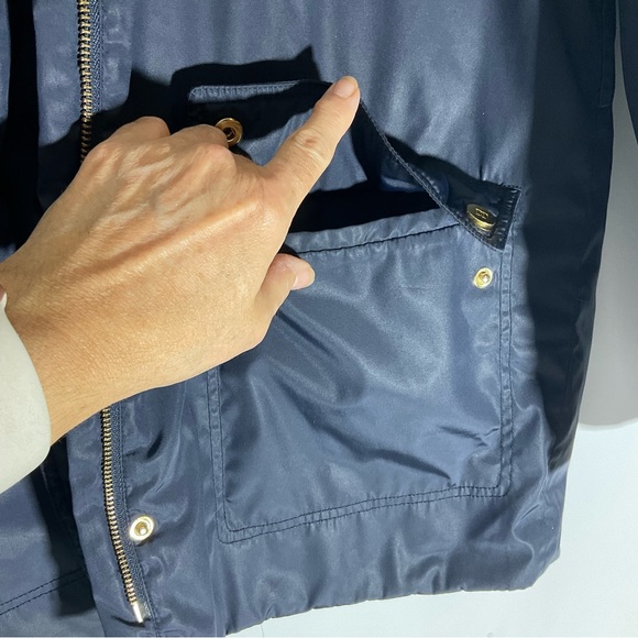Doncaster 50/50 Down/Feather Fill Navy Gold Hardware Full Zip Pockets Coat Sz 8 - Picture 7 of 16